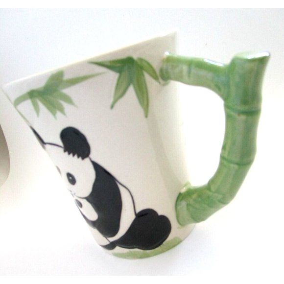 Pier 1 Imports Coffee Mug/Cup - 3D Panda Cub -Bamboo Handle Hand Painted Retired - Picture 6 of 12